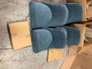 Lot of 2 Benfield Natural Wood Upholstered Dining Chair with Charleston Blue Seat (Set of 2) (20.6 in. W x 32 in. H) by StyleWell