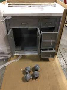 Charlotte 36 in. W x 22 in. D x 36 in. H Vanity in Grey with Quartz Vanity Top in White with White Basin and Mirror by ROSWELL