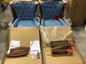 Lot of 2 Blue Button Tufted Elegant Accent Chair by Unbranded