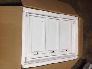 lot 4 image: Home Decorators Hampton Harbor 37 in. Triple Tilt-Out Hamper in White see pictures