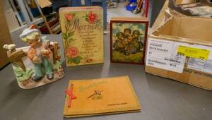 lot 72 image: Vintage planter, boxes and old picture book