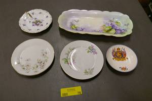 lot 76 image: 5 vintage ceramic plates Limoges, Rossetti, Pasco even Queen Elizabeth