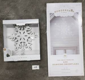 lot 103 image: New tree topper and large 42 LED Snowflake