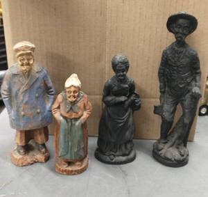 lot 107 image: 4 carved figures, 2 are made from coal