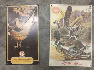 lot 108 image: 4 tin signs - Remington, Winchester
