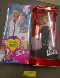 lot 147 image: New in box 1993 Dr Barbie and 1994 Spotlight Barbie