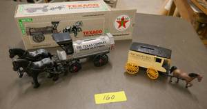 lot 160 image: Diecast Texaco horse and tanker bank and JCPenney horse and wagon bank