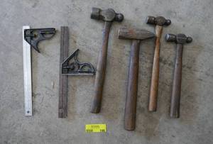 lot 196 image: group of hammers and levels