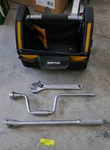 lot 201 image: New tool bag with Craftsman wrench, 12 Williams adjustable socket wrench