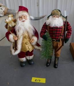 lot 217 image: 2 very cute Santa figures, one paul bunyan style