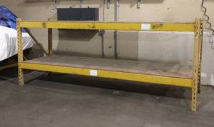 lot 249 image: Good garage shelving - one section of 12 ft long pallet racking, 45 deep x 5 ft tall