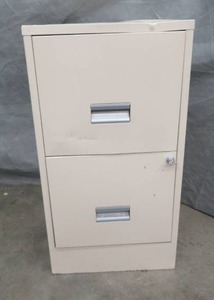 lot 45 image: 2 DRAWER LOCKING FILE CABINET WITH KEYS