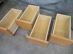 lot 46 image: 4 WOODEN DRAWERS WITH ROLLERS
