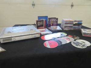 lot 45D image: SONY UNDER THE CABINET CD PLAYER WITH LOTS OF CDS AND SOME MOVIES