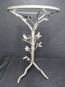 lot 76 image: METAL GLASS TOPPED PLANT STAND