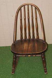 lot 5 image: Antique Childrens Rocking Chair - Wood Seat and Back
