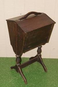 lot 15 image: Antique Wood SewingKnitting Storage Cabinet