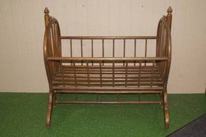 lot 11 image: Antique Bentwood Rocking Baby Cradle