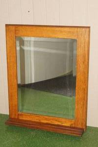 lot 18 image: Wood Framed Wall Hanging Mirror with Shelf