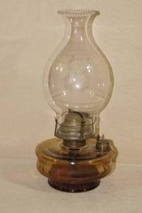 lot 22 image: Antique Oil Lamp - Etched Chimney - August 1892 Patent Date