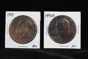 lot 41 image: 2 Eisenhower US Dollar Coins - 1971-P and D