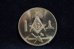 lot 46 image: 1973 Harlan Iowa Parian Lodge Commemorative Masonic Coin
