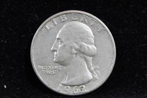 lot 38 image: 1962-D Washington Silver Quarter Coin
