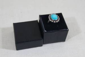 lot 29 image: Mexican Artisan Sterling Silver Turquoise Ring - Taxco