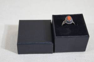 lot 30 image: Artisan Coral Stone Ring - Appears Sterling