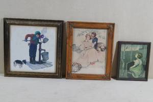 lot 87 image: 3 Vintage Frames with Pictures - Norman Rockwell