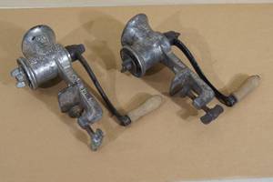 lot 73 image: 2 Antique Keystone No 20 Meat Grinders
