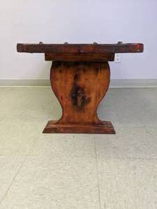 lot 916 image: Distressed Coffee Table with Wrought Iron Strapping