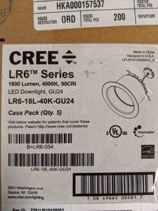 lot 926 image: Cree LR6 Series LED Downlights (1 Case of 5 Lights)
