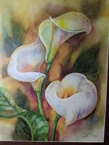 lot 979 image: Majestic Mylene De Kleijn Watercolor Calla Lily Print