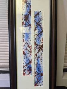 lot 984 image: Adorable Signed & Framed Blossoming Trees Watercolor