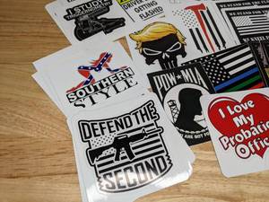 lot 178 image: 42 Brand New Funny Vinyl Stickers Guns POW MIA Zombies Southern Style