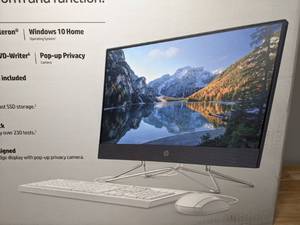 lot 2 image: Brand New HP 22 AIO Celeron Blue 4GB256GB Desktop All-In-One