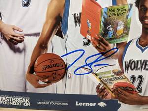 lot 19 image: Karl Anthony Towns Autographed Starting 5 Promo Rubio Garnett Wiggins KAT