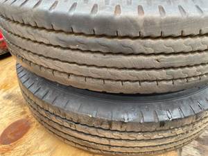 lot 3 image: Set of (2) Like New Elgin Pelican Street Sweeper Steer Tires Radial, Bridgestone