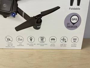 lot 4 image: Brand New VTI Vivitar Black Sky Hawk Foldable Video Drone 1080P HD Live Video RC Quadcopter Wifi