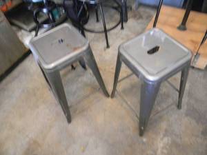 lot 45 image: 2 METAL SHOP STOOLS - SOLID - NICE - SEE PICTURES
