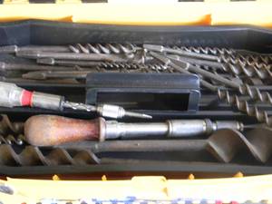 lot 65 image: TOOLBOX FULL OF DRILL BITS, PLANERS & MUCH MORE - SEE PICTURES