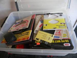 lot 70 image: TOTE FULL OF VARIOUS UNUSED SANDPAPER - SEE PICTURES