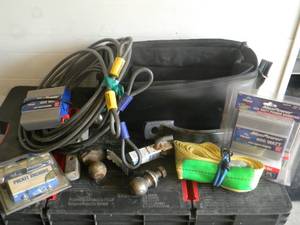 lot 76 image: TOW STRAP, 2 KRYPTONITE FLEX SECURITY CABLES, PEAK MAX POWER 400 WATT POWER INVERTER-NEW - & MORE - SEE PICTURES