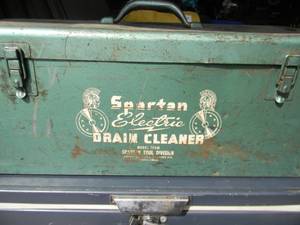 lot 87 image: VERY COOL - VINTAGE SPARTAN ELECTRIC DRAIN CLEANER TOOLBOX - FILLED WITH SHOP STUFF - SEE PICTURES