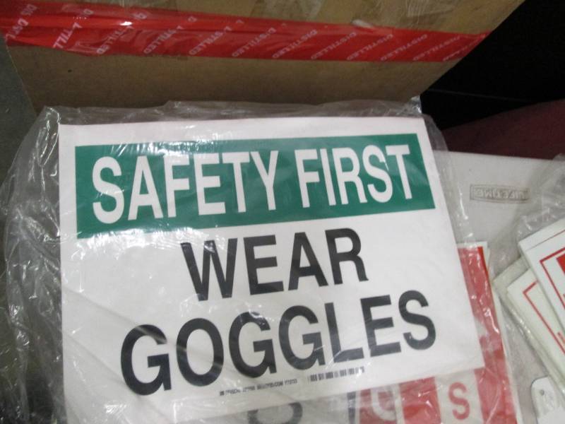 lot of signs and stickers ...