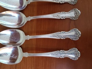 lot 19 image: Engraved Sterling Silver Spoon Set