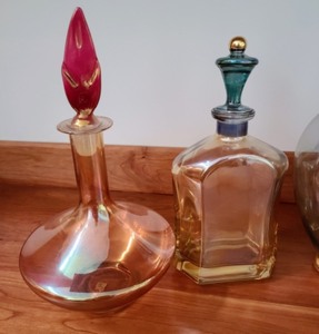 lot 26 image: Iridescent Glass Decanters