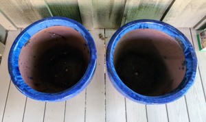lot 95 image: Pair of Large Blue Planters