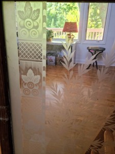 lot 113 image: Etched Glass Window